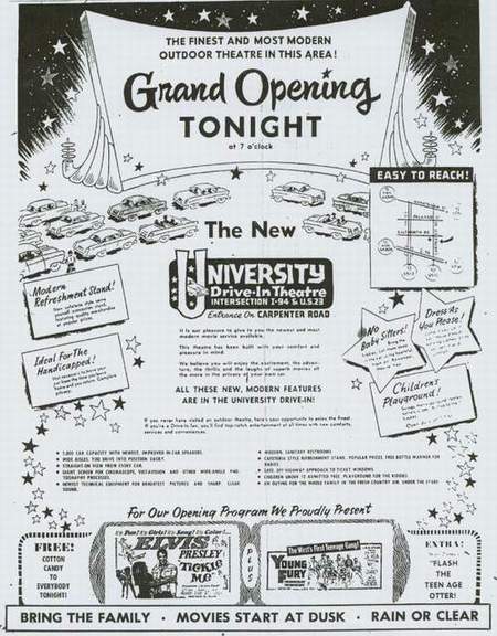 University Drive-In Theatre - Grand Opening Ad Friday July 9 1965